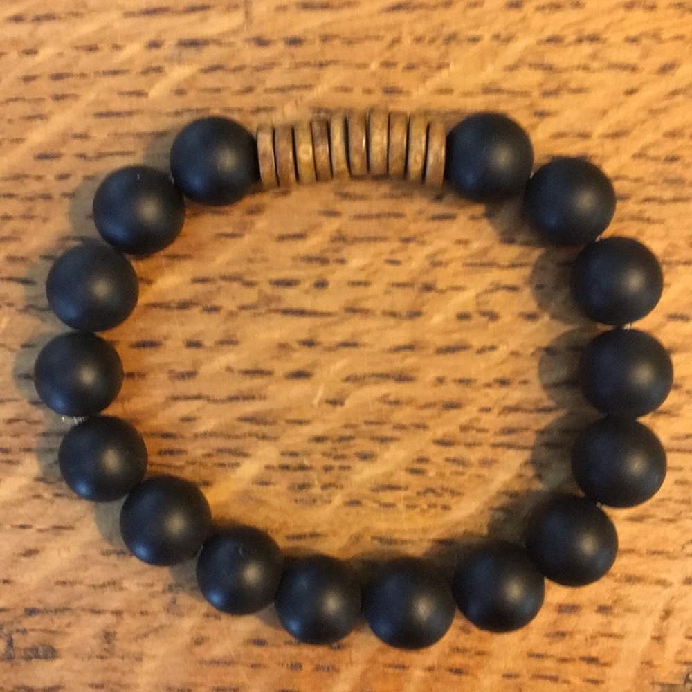 Gents Onyx & Wood Bracelet - Picture 3 of 6